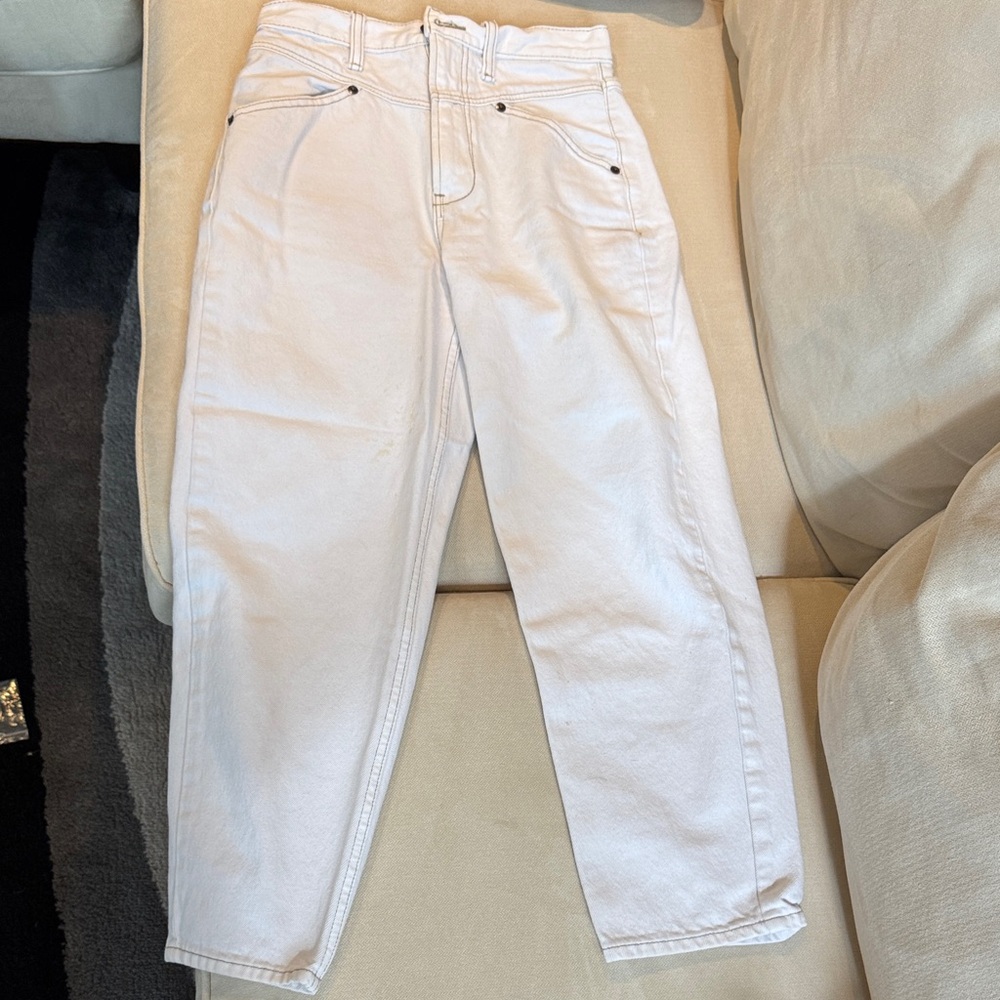 Abercrombie & Fitch Women's Cream Straight Leg Jeans